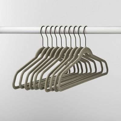 10pk Non Slip Velvet Hanger Gray - Made By Design™