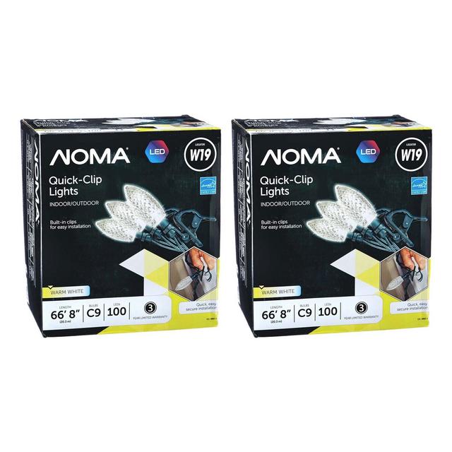 NOMA Quick Clip C9 LED 66.8 Foot 100 Warm White Bulbs Christmas Holiday String Lights with 180 Degree Rotation for Indoor and Outdoor Use