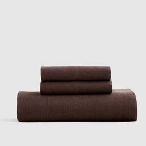 European Linen Fitted Sheet Set - King (Espresso)