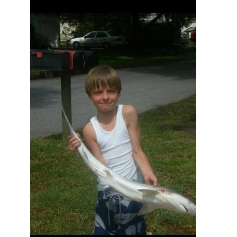 Mikey's first shark!