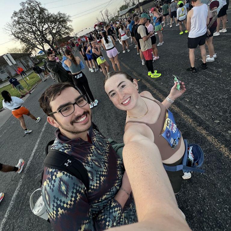 half marathon runner and the best support crew