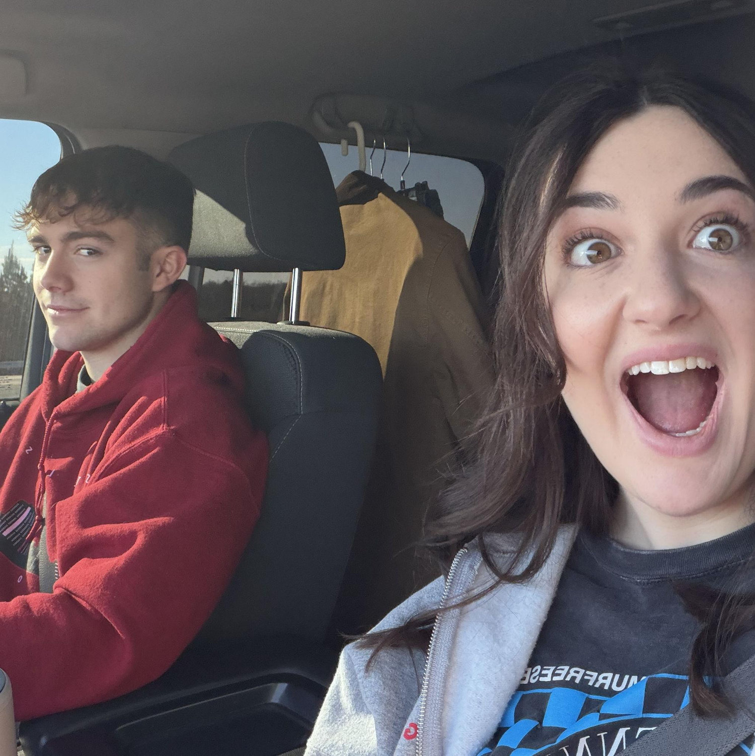 Being silly in the car after some amazing engagement photos