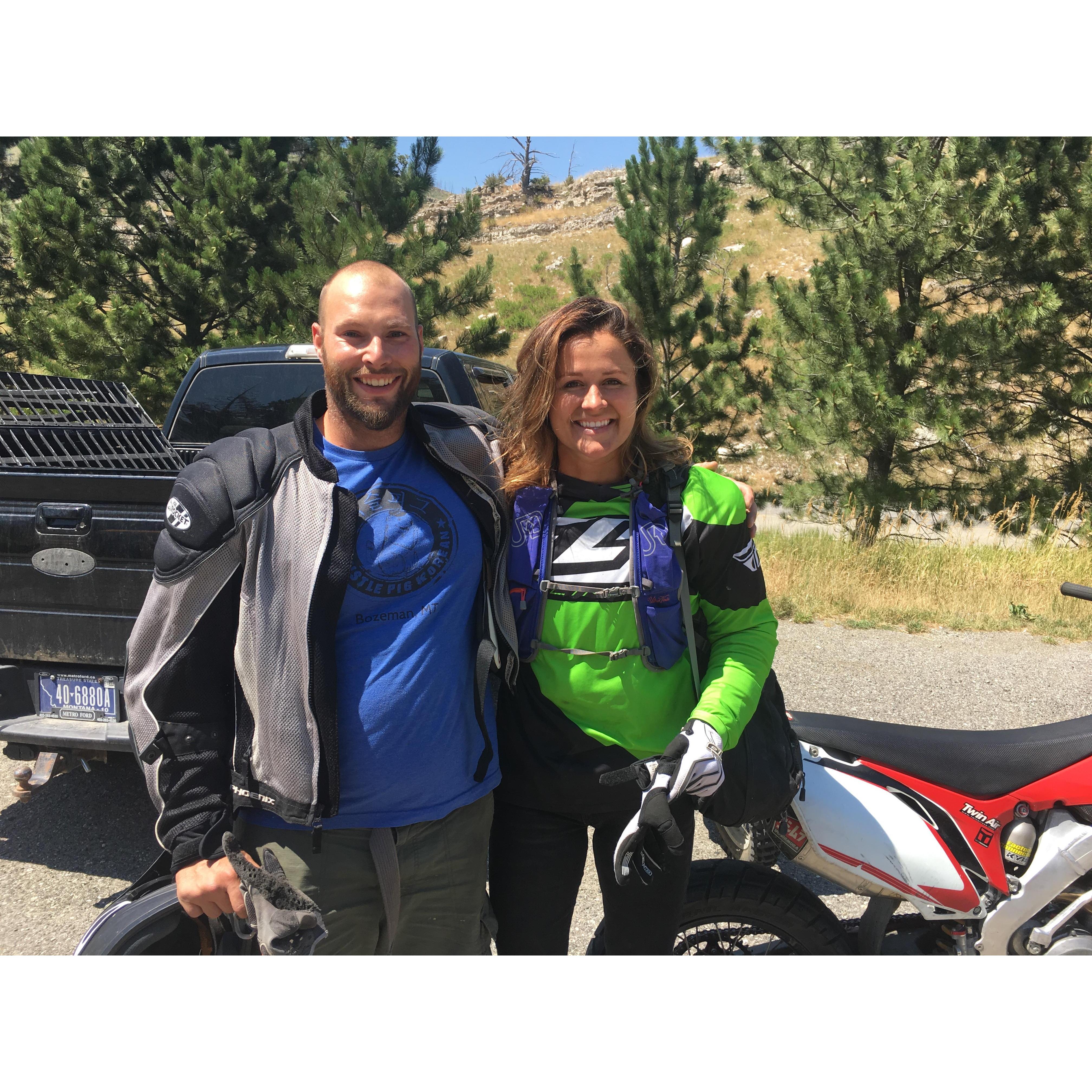 After years of talking on the phone and visits only in airports, we finally get to hang (as friends).  
First visit - dirt biking and hiking in Montana!