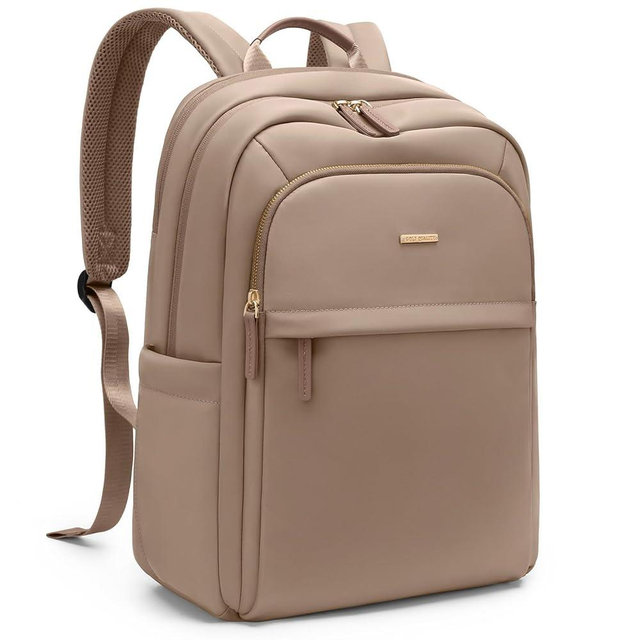 GOLF QUALITY Travel Backpack for Women Personal Carry On Bag Business Weekender Hiking Multilayer Laptop Bag,16 Inch,Champagne Brown