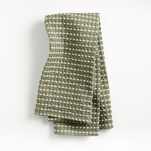 Olive Waffle Chambray Dish Towel