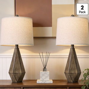 PoKat 23.5'' Table Lamps Set of 2 for Bedroom, (Wood Brown)