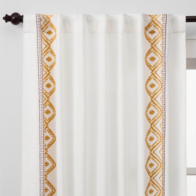 Global Border Curtain Panel White/Yellow 108" - Opalhouse™