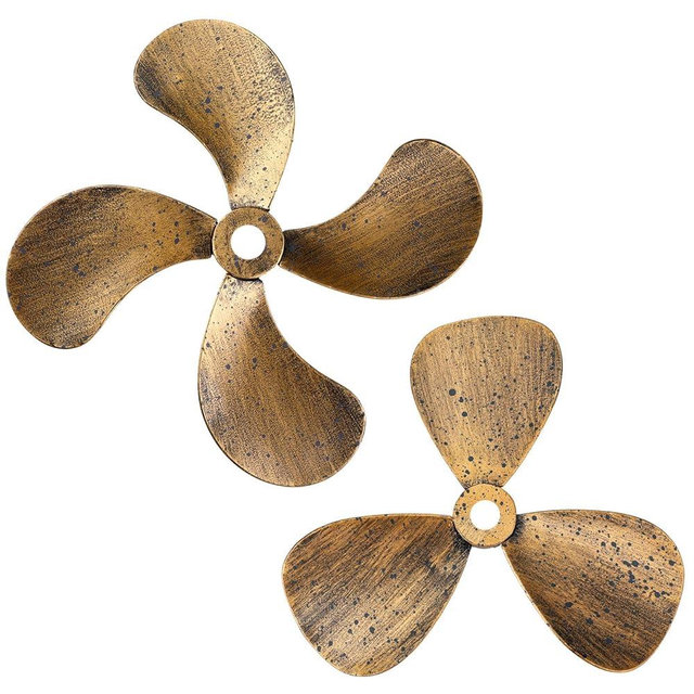 Gisafai 2 Pcs Metal Nautical Wall Art Decor Ship Airplane Propeller Wall Art Vintage Nautical Decorative Rustic Boat Propeller Decor for Home Interior Decorations