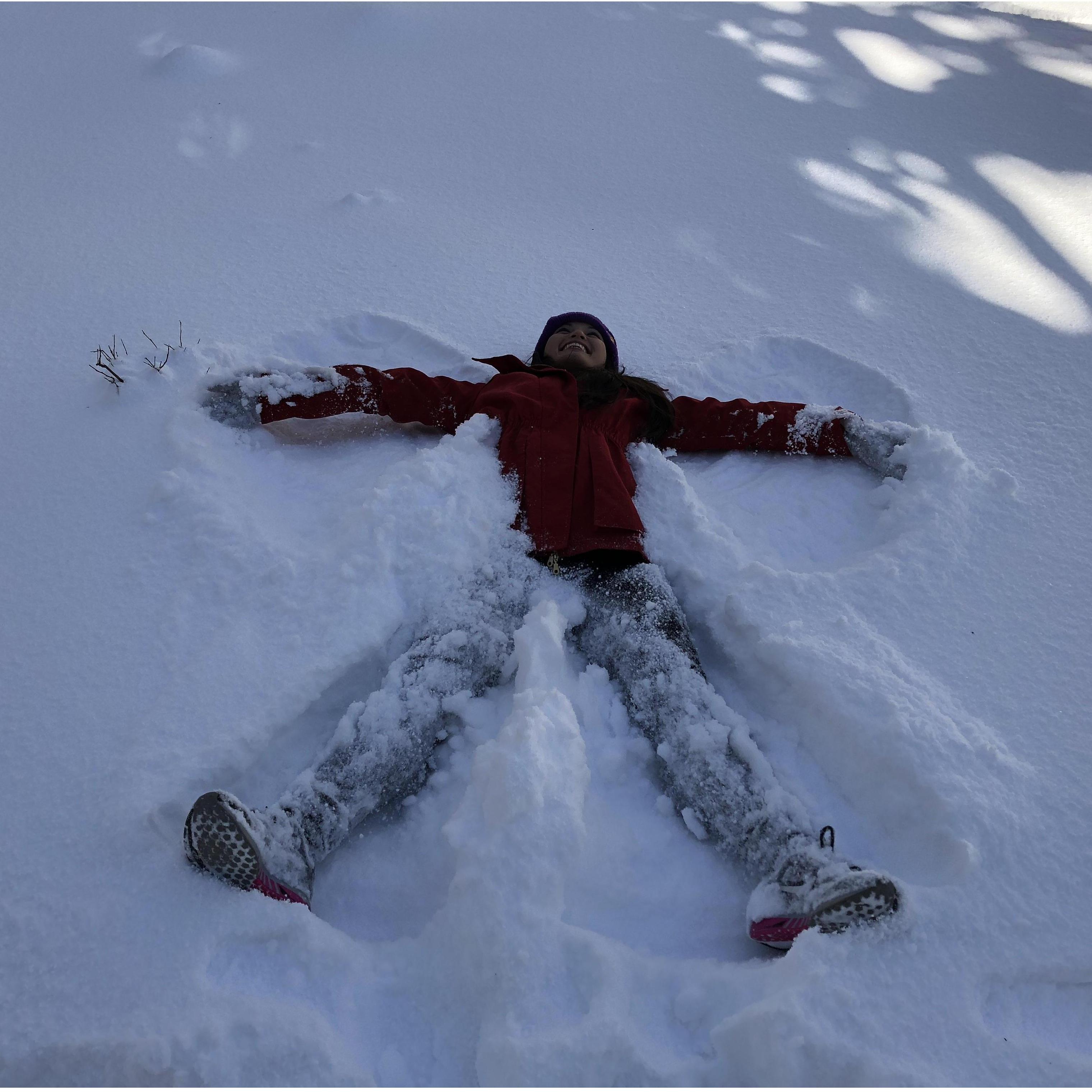 Allison so happy in the snow!