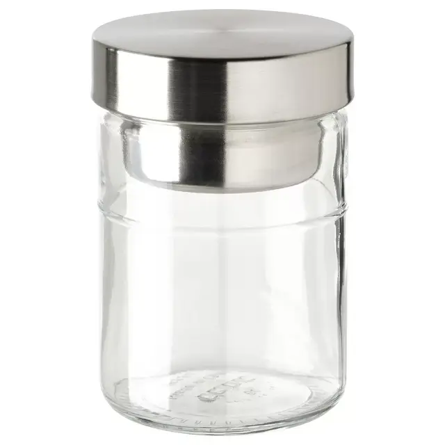 DAGKLAR Jar with insert, clear glass/stainless steel13.5 oz