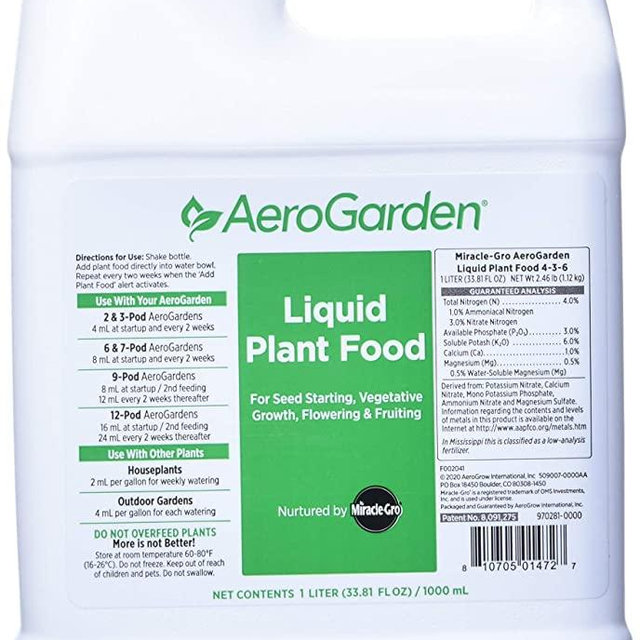 AeroGarden Liquid Nutrients (1 Liter)