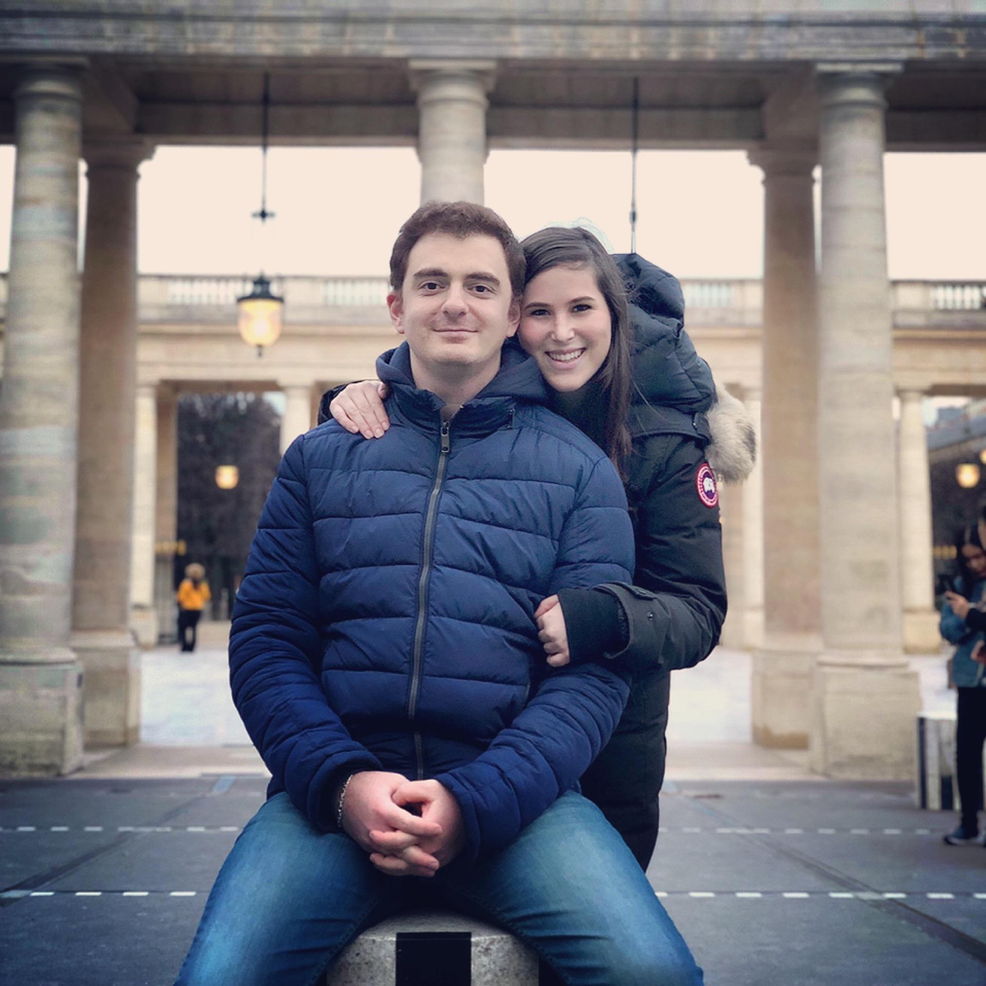 This photo was taken in Paris around our one year anniversary