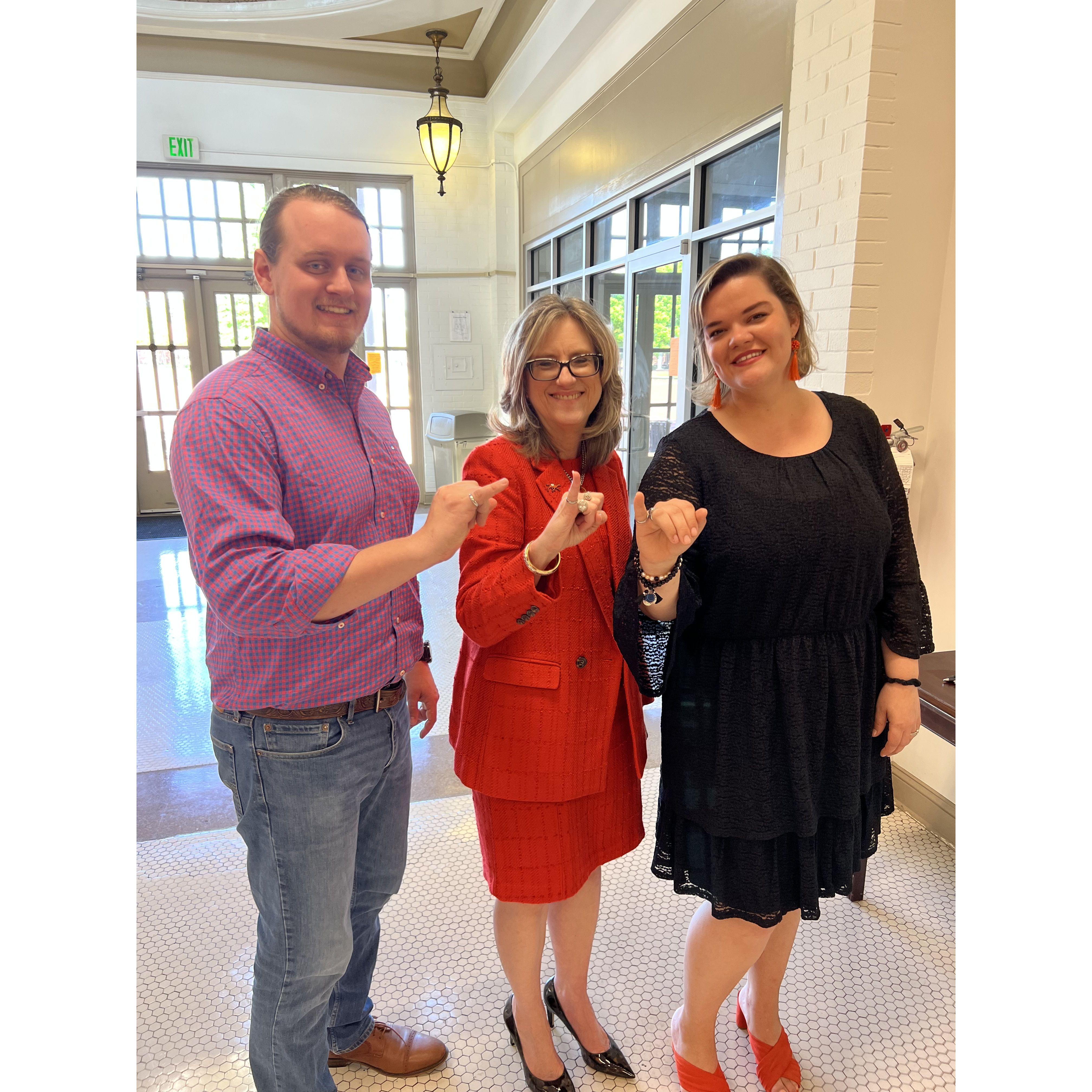 Picture with the Dean of Campbell Engineering, the day we got inducted into the Order of Engineering.