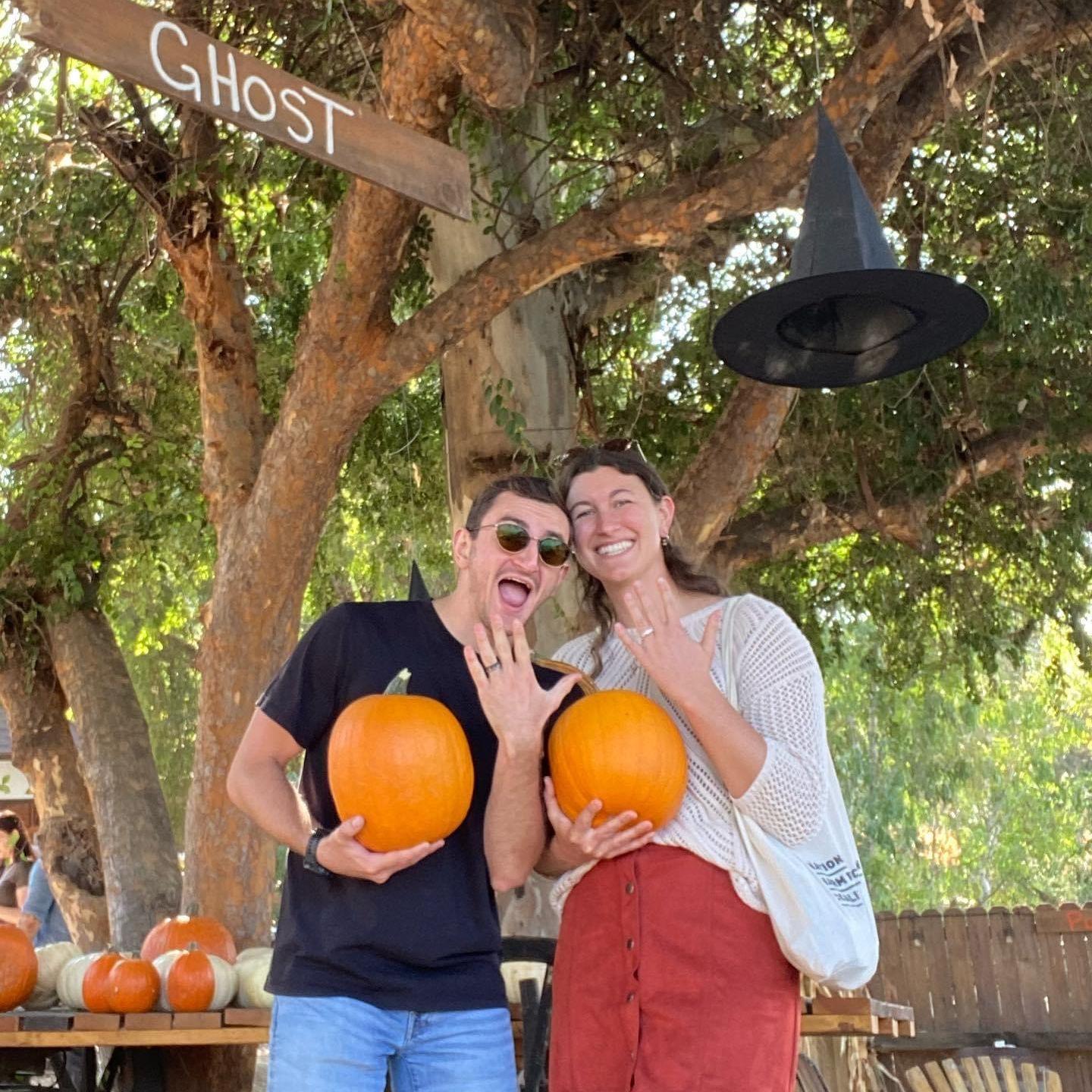 Double proposal! Will said "Yes!" in a pumpkin patch outside of San Diego!