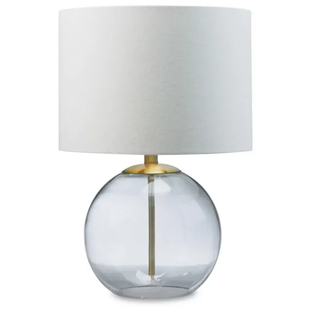 Signature Design by Ashley Samder Table Lamp Clear/Brass: Elegant Lighting for Nightstands, 3-Way Switch