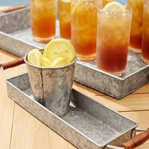 Galvanized Metal Condiment & Tray Set