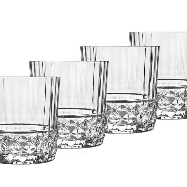 Bormioli Rocco America '20s 12.5 oz. Double Old Fashioned DOF Glasses, Clear, Set of 4