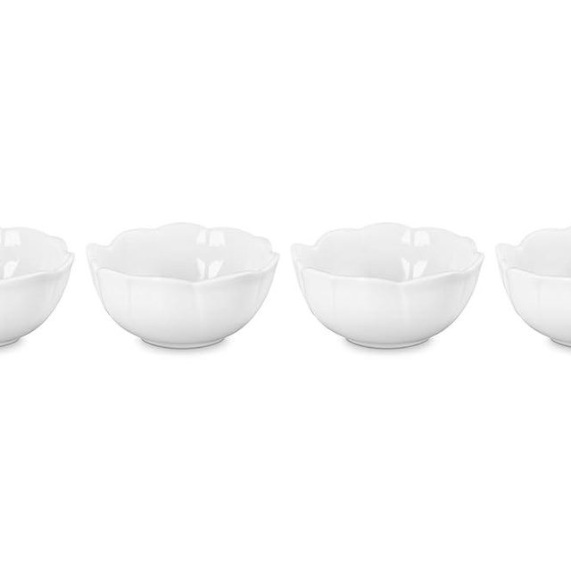 Le Creuset Stoneware Petal Mini Bowls, Set of 4, White