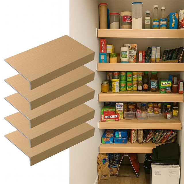 Gideio 5 Pack 36x16in Wire Shelf Cover for Pantry, Closet, Kitchen – Waterproof PVC Wood-Look Wire Rack Covers for Shelves, Multiple No-Tool Installation