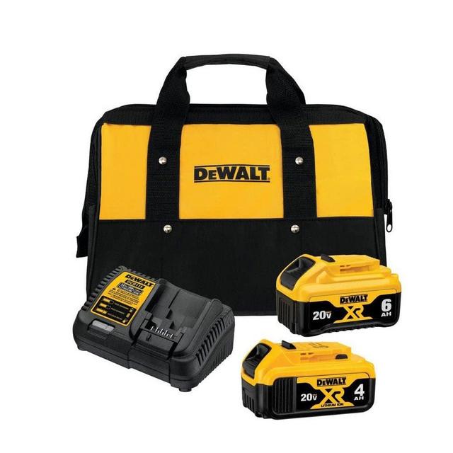 DCB246CK 20-Volt MAX XR Lithium-Ion Starter Kit with (1) 6.0Ah Battery, (1) 4.0Ah Battery, Charger and Kit Bag