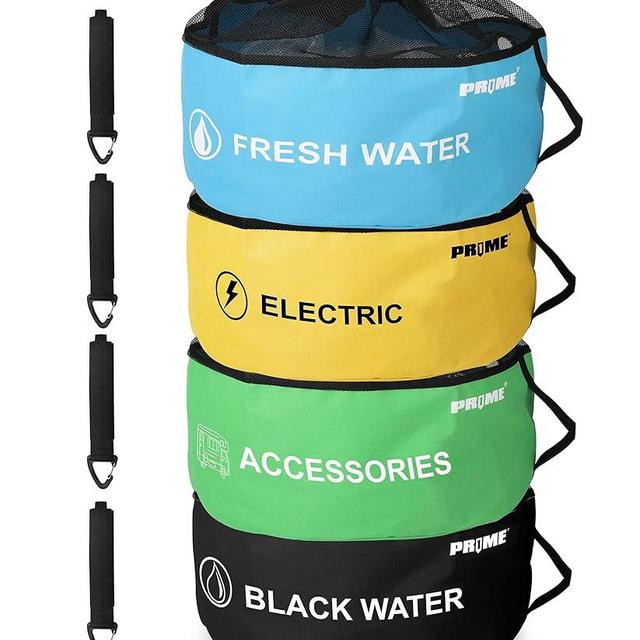 PR1ME 4 Pack Waterproof RV Hose Bag Storage, RV Utility Bag, Sewer Hose Bag, Camper and RV Accessories Bag, 4 colors for Sewer Hoses, Fresh Water Hoses, Electrical Cords, Camper Tools Accessories