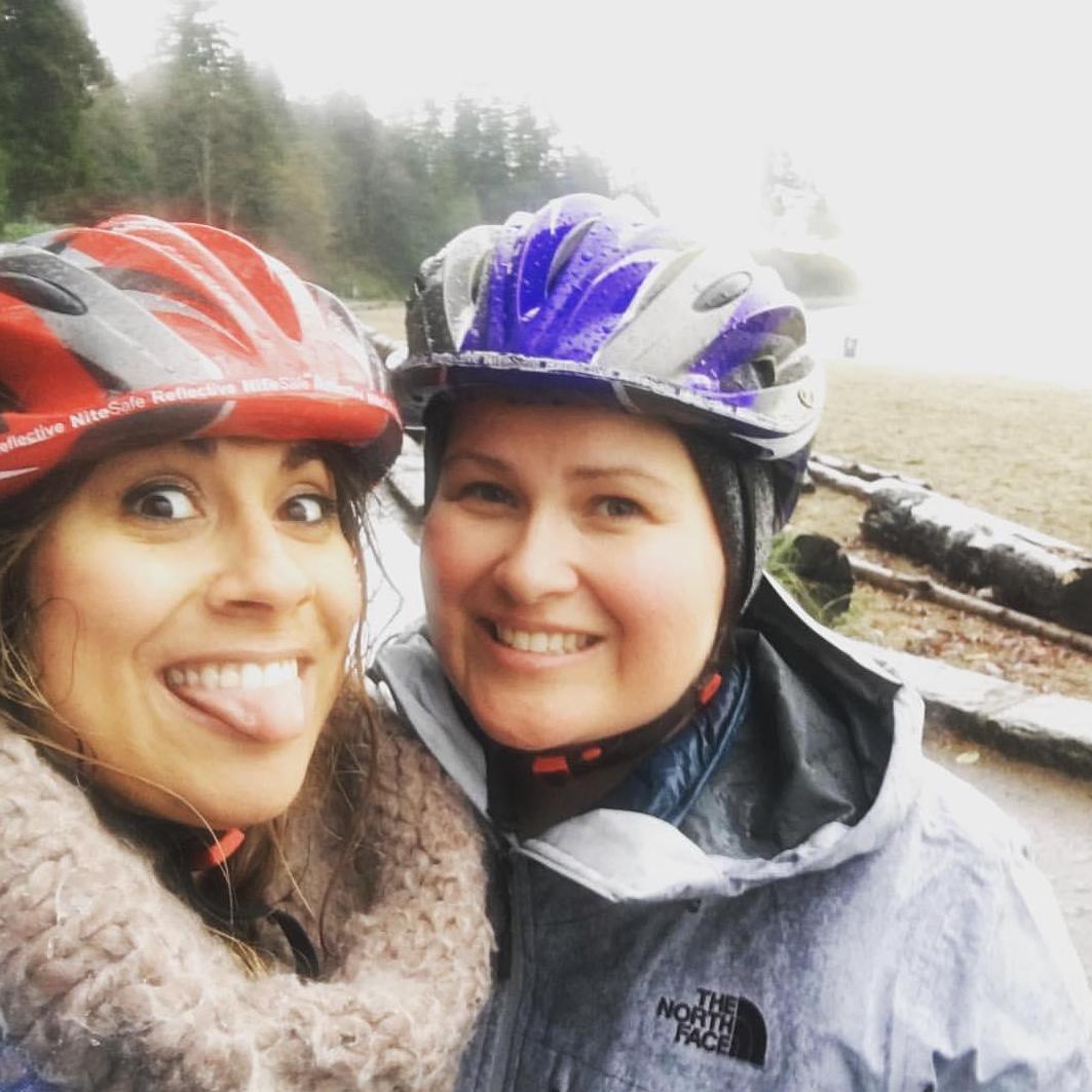 Biking in pouring rain on the beach in Vancouver!