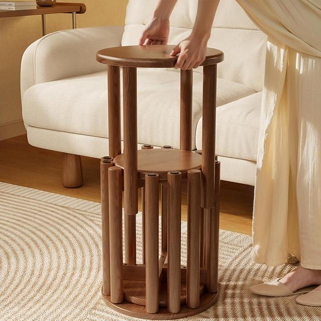 KASLANDI Bar Stools Set of 4,Wooden Stool,18 Inch Stool,Sturdy and Durable,No Installation Required,Top Stackable Round Stools for Kitchen Island,Dining Room,Bedroom,Living Room