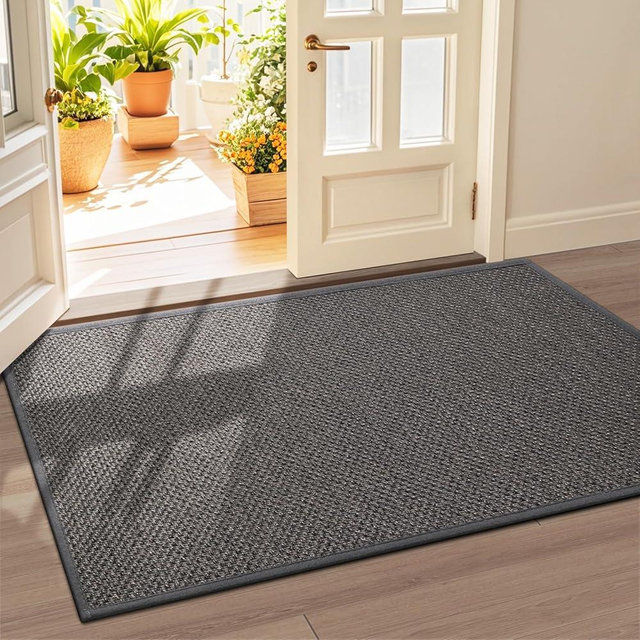 LEKEEPGO Door Mat 36"x59", Door Mat Indoor Entrance, Non Slip Rubber Backing Front Door Mat Washable Absorbent Inside Door Mat Low-Profile Doormat Entryway Mat Resist Dirt Indoor Door Mat, Grey