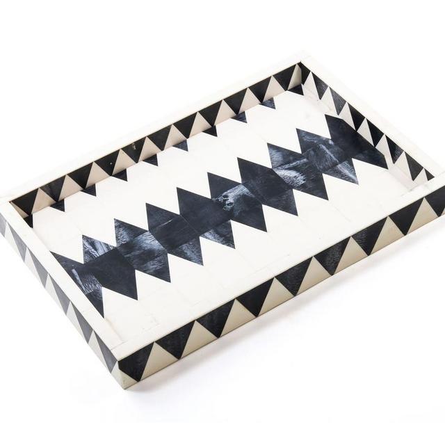 Caterina White/Blue Patterned Tray