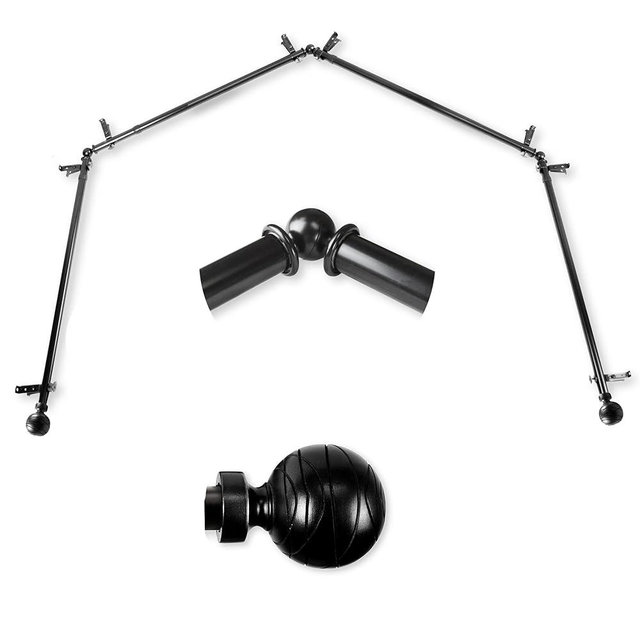 Ferrero 13/16" 4-Sided Bay Window Curtain Rod - Black