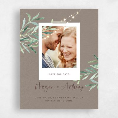Taupe, Brown Wedding Save the Date - Saranac Frame