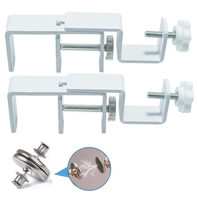 LAZTZQ Outside Mounted Blinds Curtain Rod Bracket Attachment, 1.3 - 2 inches Wide Track, Tool - Free & Drill - Free, with Installation Guide and Curtain Magnet Buckle (White-2PCS)
