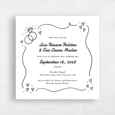 White Wedding Invitation - Aubrey Border