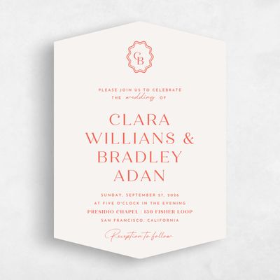Pink Diamond Wedding Invitation - Petra Portrait