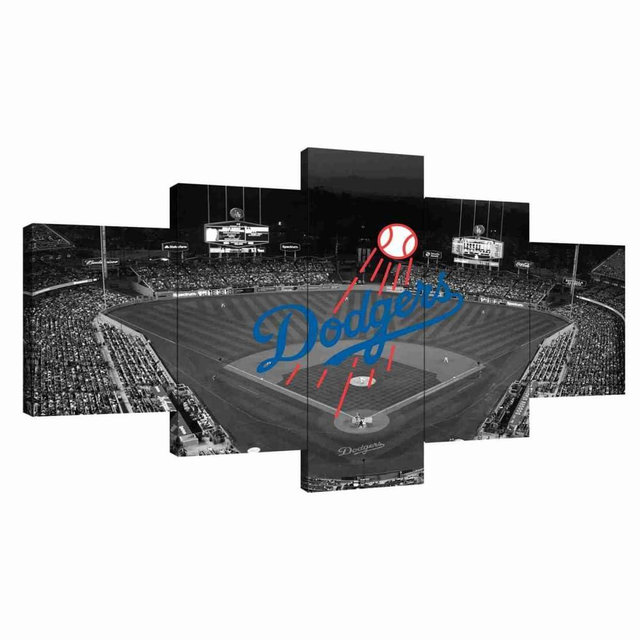Los Angeles Baseball Sports Wall Art Dodgers Poster Canvas Print Large Size Mural Wall Decor for Bedroom, Living Room and Office, Fans Collectible Gifts Wooden frame 60x100cm