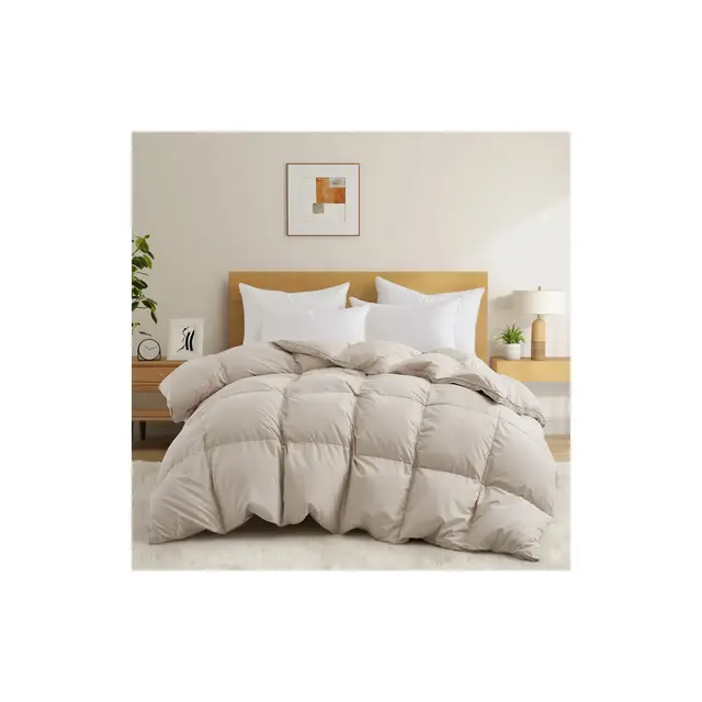 Peace Nest White Goose Down Feather Fiber Comforter Heavyweight Duvet Insert, Heavyweight Cream, King