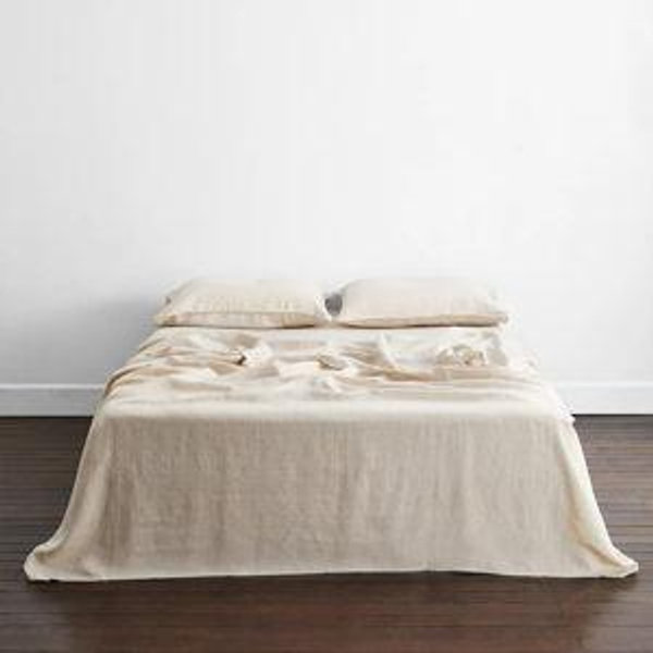 Oatmeal 100% Linen Flat Sheet Queen