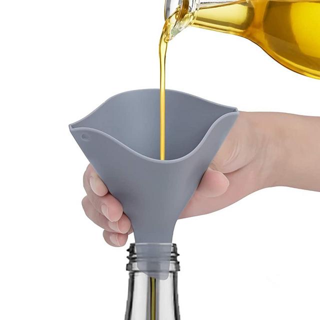 Tinkeep Fan-shaped Silicone Funnel for Filling Bottles Collapsible Funnel for Kitchen Foldable Funnel for Water Bottle Liquid Transter Food Grade FDA Gray
