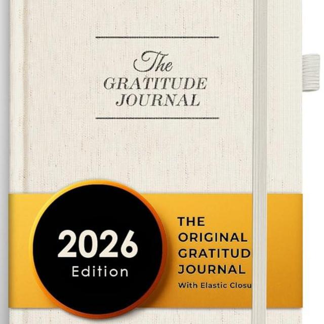 The Gratitude Journal 2026: 5 Minute Gratitude Practice to Inspire Thankfulness, Mindfulness, Positivity, Happiness, Upgraded with Pen Holder, Inner Pocket & Elastic Closure Band (Beige)