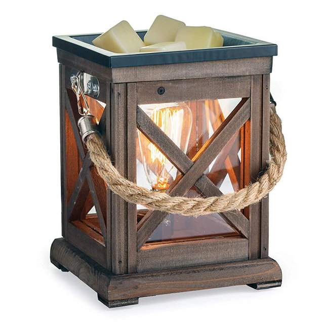 Candle Warmers Etc. Edison Style Bulb Fragrance Warmer- Light-Up Warmer for Warming Scented Candle Wax Melts and Tarts or Essential Oils to Freshen Room, Walnut & Rope