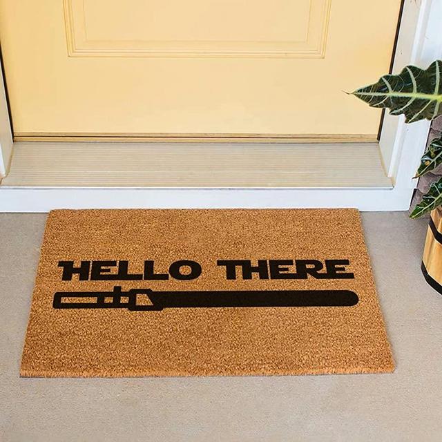 Funny Coir Doormat Hello There Welcome Front Porch Decor Funny Doormat for The Entrance Way Personalized Rugs with Heavy-Duty PVC Backing Non Slip Outdoor Coconut Coir Doormat 23.6 x 15.7 inch