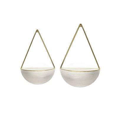 (Set of 2)Round Metal Wall Planters White - Stratton Home Decor