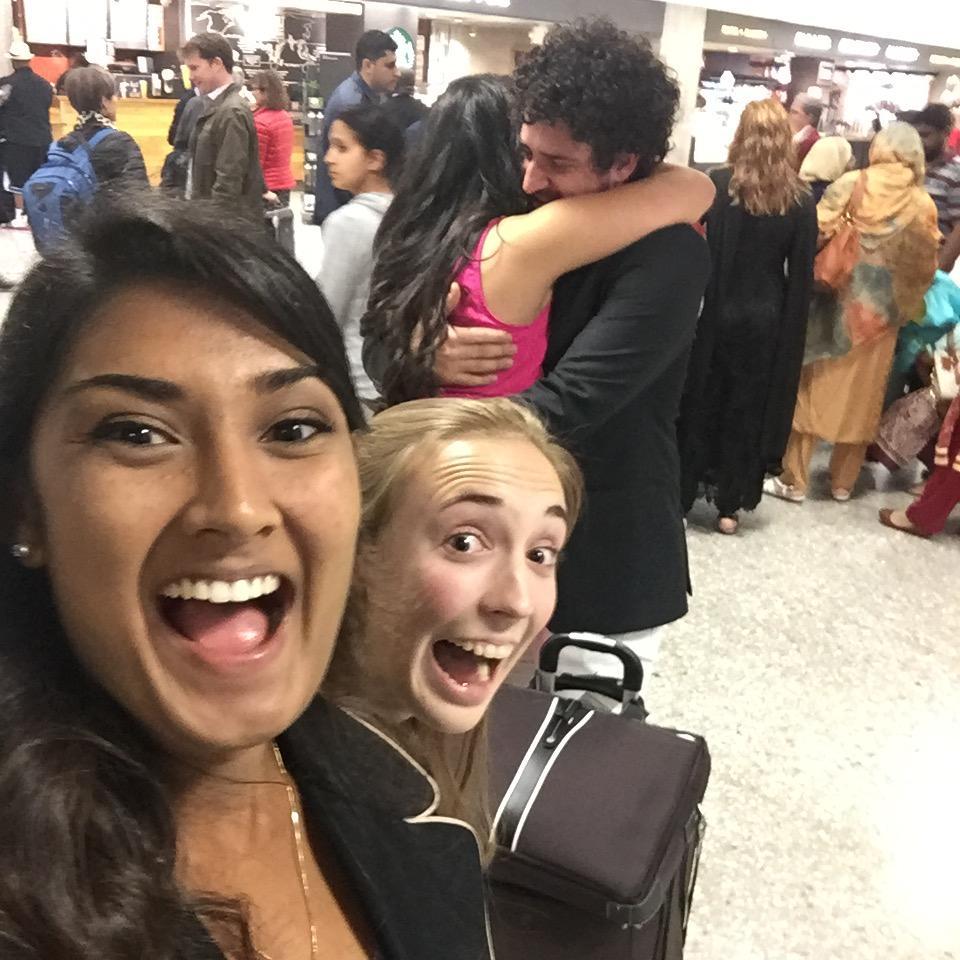 At the airport with Anjali and Clara when Renan came to visit. April 2016.