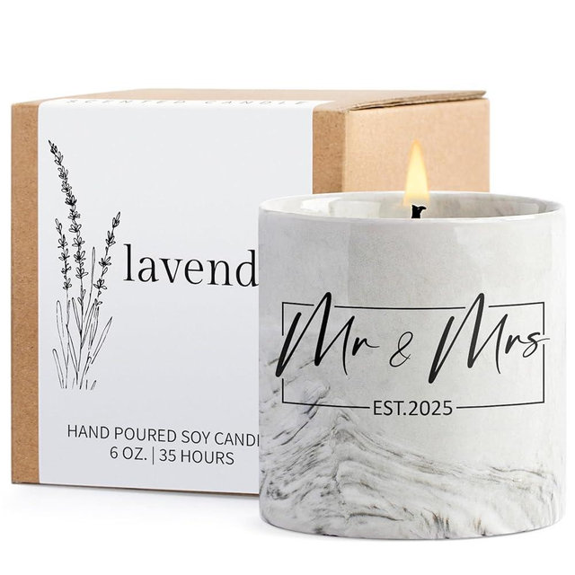 Mr and Mrs Gifts, Wedding Gift for Couples, Newlyweds Wedding Registry Bride and Groom to Be, Bridal Shower Gifts - 6 Oz 2025 New Couple Ceramics Candle