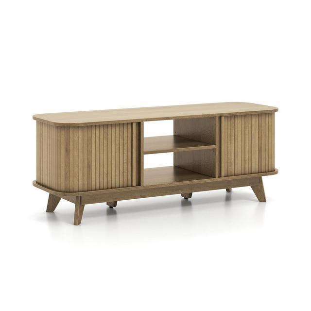 TV Stand for 55-Inch TV Media Console Table with Dual Sliding Doors