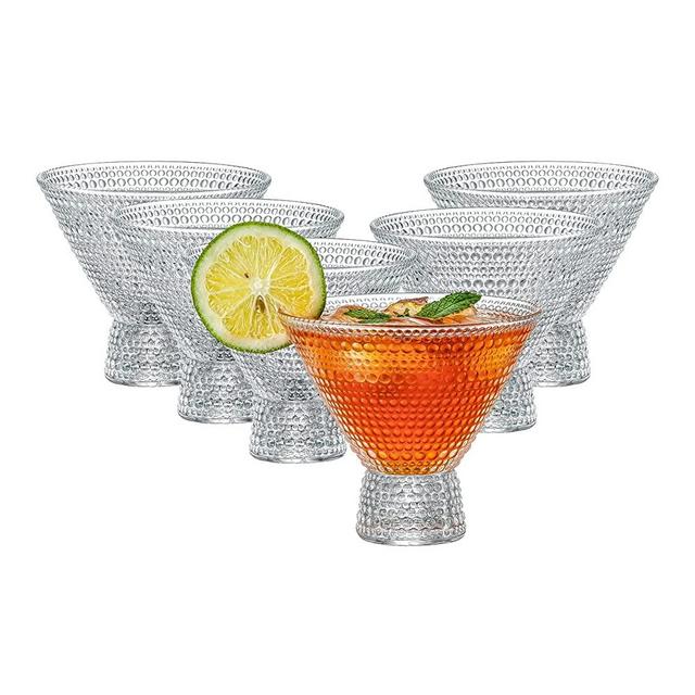 Martini Glasses (Set of 6) Vintage Cocktail Glasses Bar Glasses (7.8oz) for Martini,Cocktail,Margarita,Cosmopolitan for Manhattan, Brandy