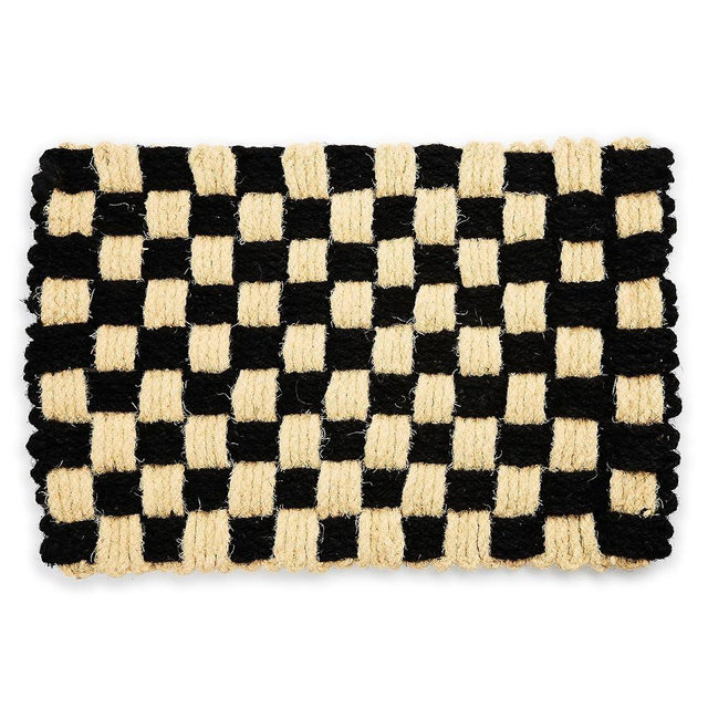 MACKENZIE-CHILDS Entrance Mat, Decorative Outdoor Coir Doormat, Front-Door Mat and Welcome Mat, Woven Check