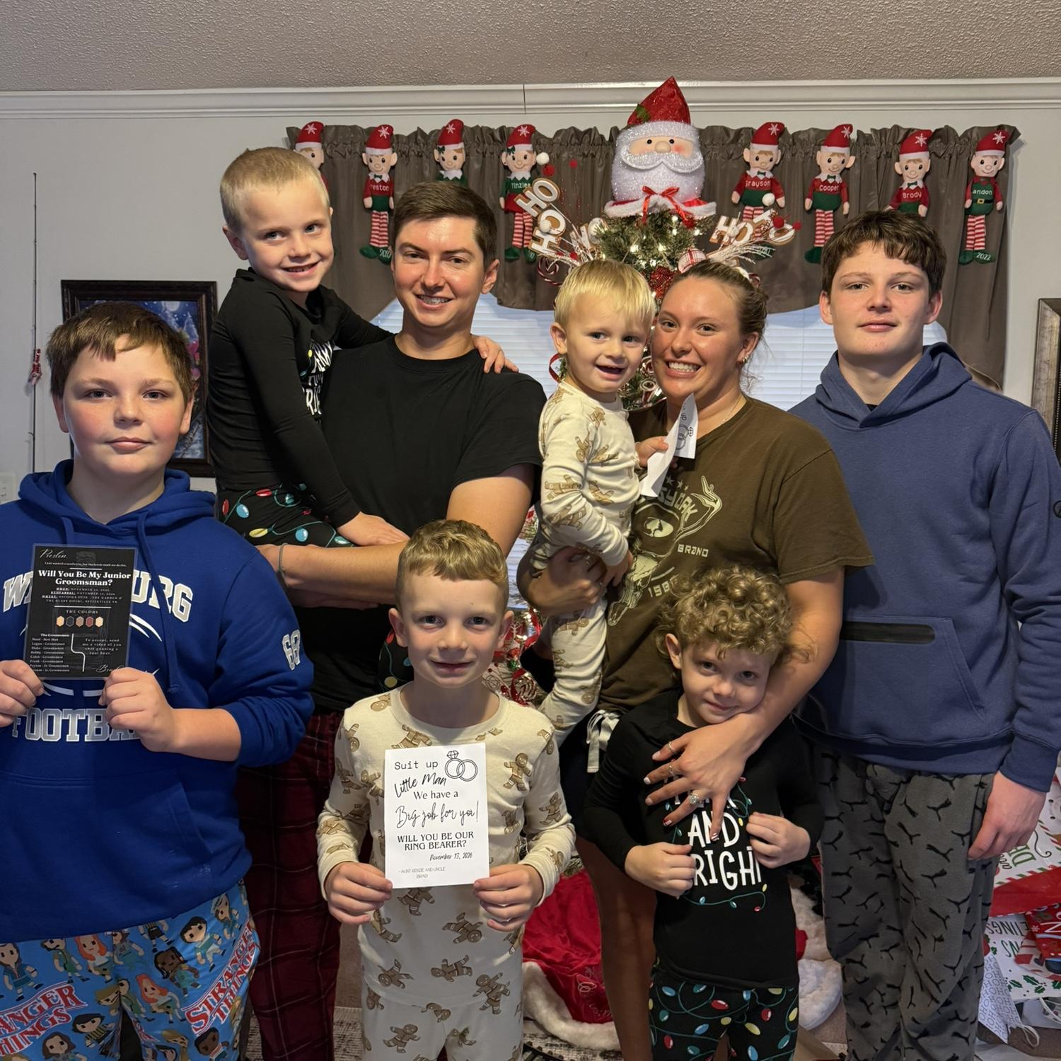 We asked our nephews to be in our wedding on Christmas.