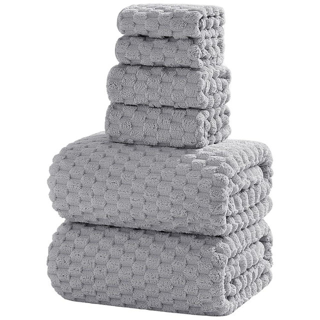 NALIVO Extra Large Bath Towel Set of 6 (40"x80"),Oversized Bath Sheet Super Soft Highly Absorbent Microfibers Quick Dry Luxury Shower Towel for Bathroom Spa Gym Hotel Yoga (Gray, 6Piece)
