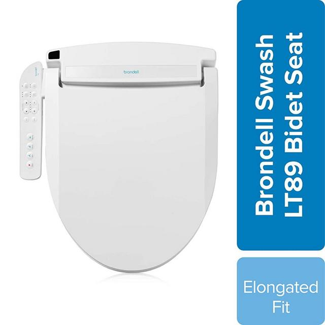 Brondell LT89 Swash Electronic Bidet Seat LT89, Fits Elongated Toilets, White – Side Arm Control, Warm Water, Strong Wash Mode, Stainless-Steel Nozzle, Nightlight and Easy Installation, LT89